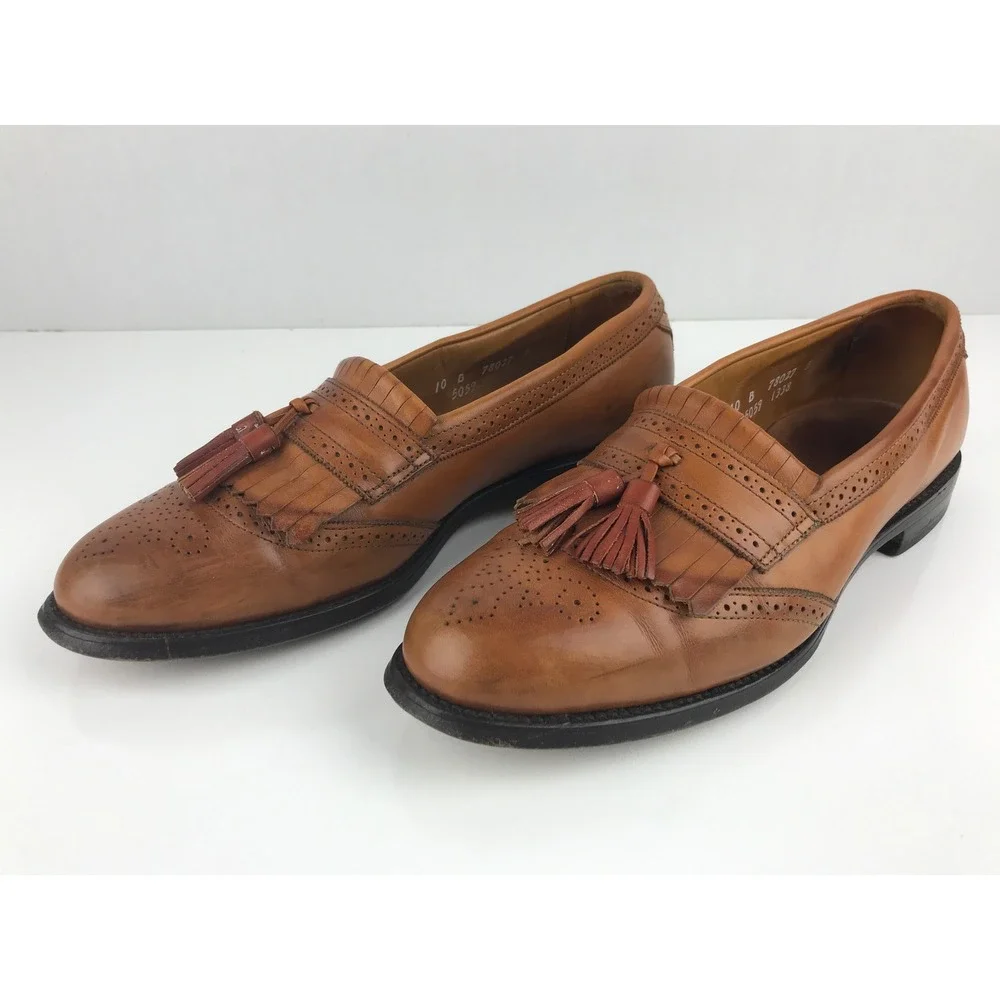 Allen Edmonds Bridgeton Loafers Mens Brown Leather‎ Tassel Kiltie Shoes 10 B